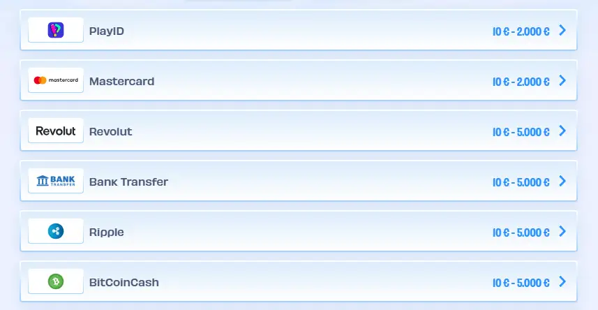 Einzahlungsmethoden bei OnlySpins